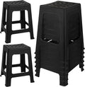 TURSTIN 6 Pack Plastic Stools 16.9 Inch Black Nesting Stools Portable Backless by TURSTIN