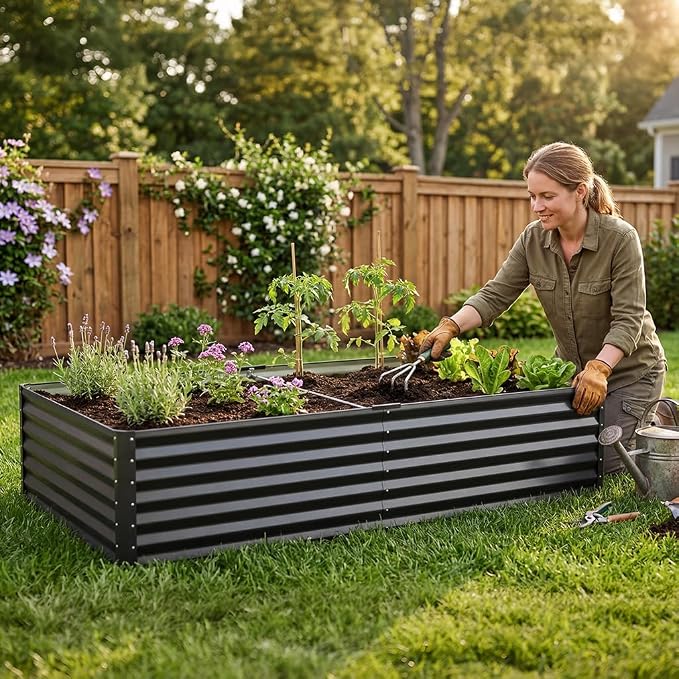 COMHOMA Galvanized Raised Garden Bed, Large Metal Planter Box - Image 2