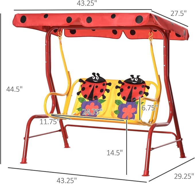 Outsunny Porch Swing for Kids - Image 7