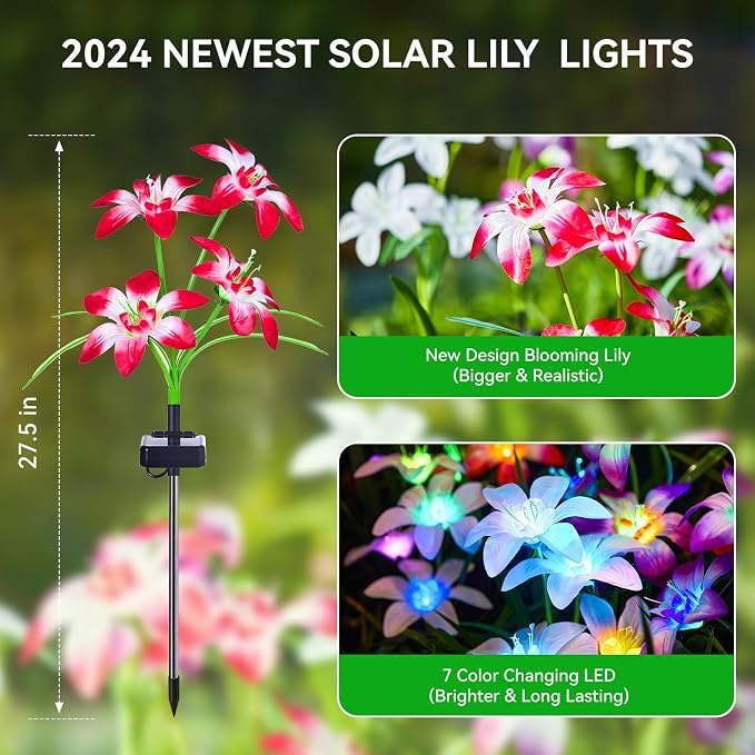 WdtPro Solar Lights Outdoor Waterproof Clearance, 8 Pack RGB Solar Garden Lights - Image 2