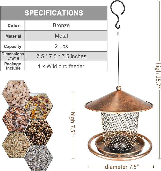 Bird Feeders for Outdoors, Heavy Duty Metal Wild Finch Feeder for Sparrow - Image 5