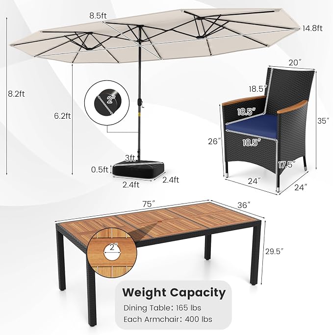 Tangkula 11 Pieces Patio Dining Set - Image 5
