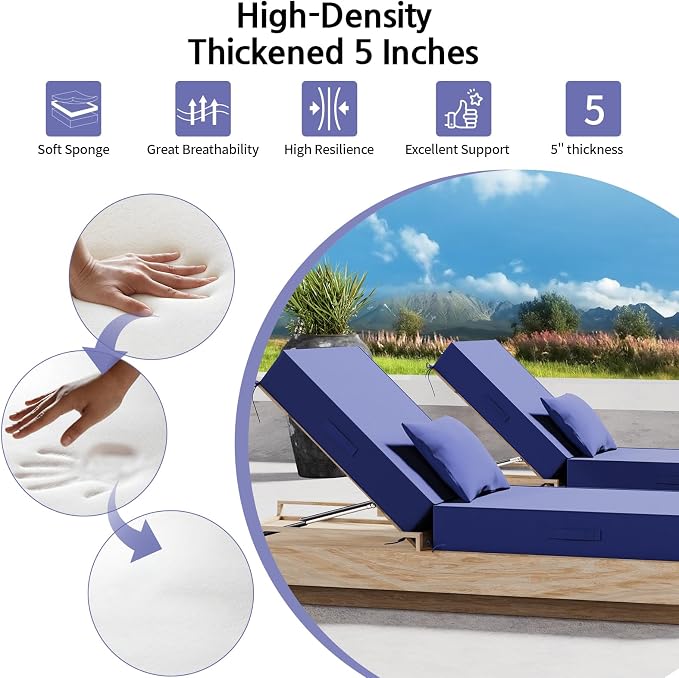 Outdoor Water-Resistant Olefin Chaise Lounge Cushions - Image 4