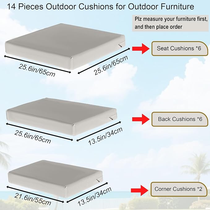 Outdoor Replacement Cushions for Patio Furniture, Splash-Resistant and - Image 2
