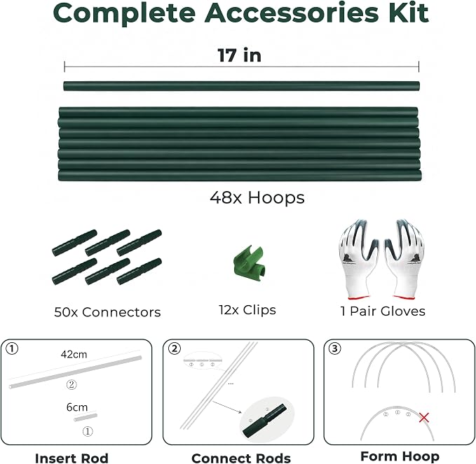 Gardzen Garden Hoops for Raised Beds Greenhouse Hoops, DIY Kit for Row Cover - Image 5