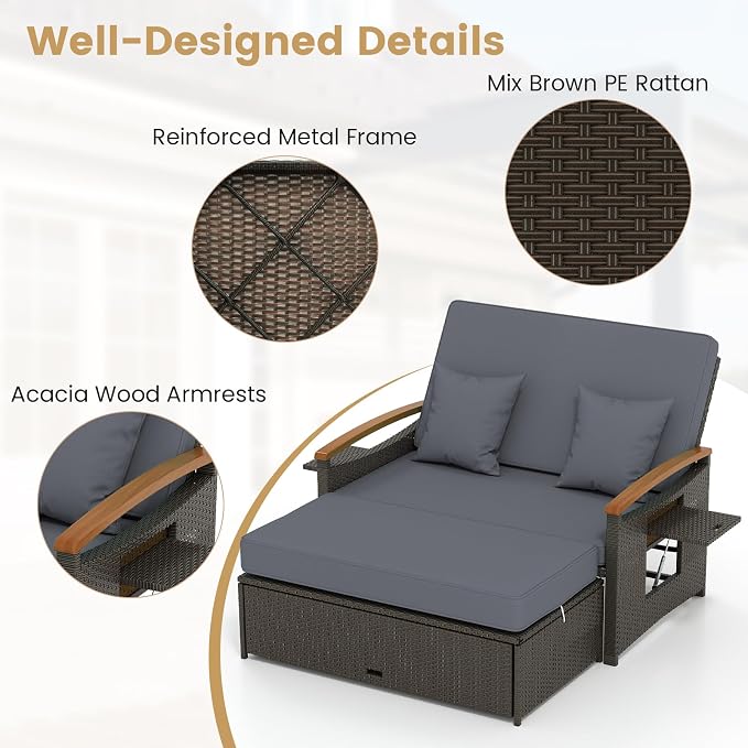 Tangkula Patio Rattan Daybed - Image 9