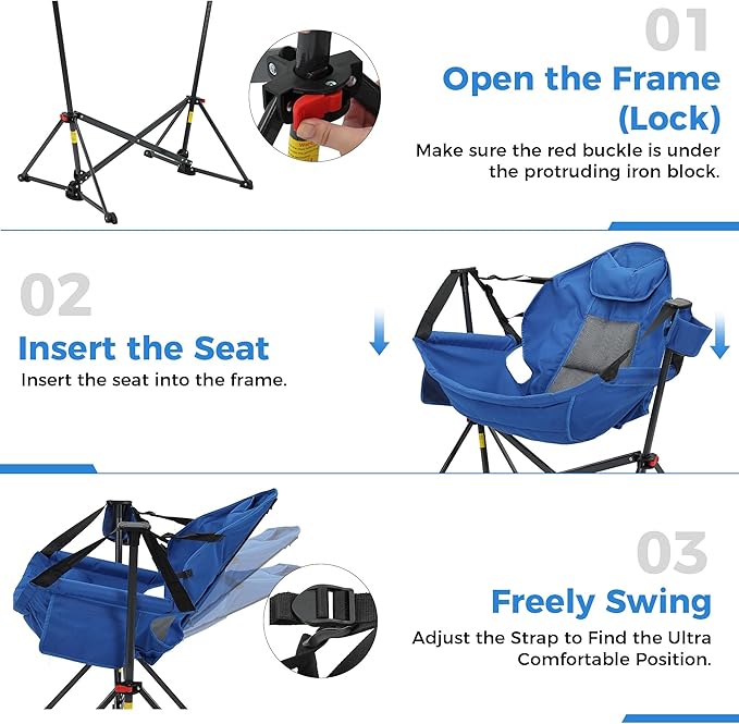 Ainfox Hammock Camping Chair, Foldable Portable Rocking Chairs - Image 4