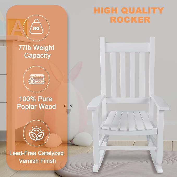Kids Rocking Chair for Toddlers and Children Comfy Recliner Wooden Rocker for - Image 6