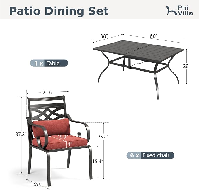PHI VILLA 7 Pieces Outdoor Dining Set - Image 9