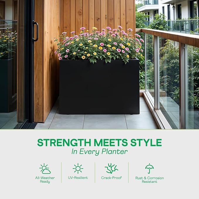 IDZO 35.4" W x 25.6" H Metal Planter Box, Privacy Trough - Image 4
