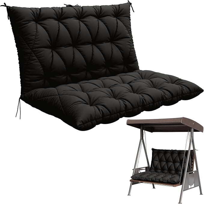 Porch Swing Cushion with Backrest, Waterproof Bench Cushion by Pakunoda
