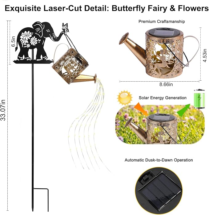 Solar Watering Can Lights Outdoor Decor - Image 2