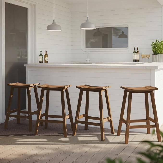 Ciokea 2 Set 29" Outdoor Bar Stools Heavy Duty HDPE Outdoor Stools Weatherproof - Image 7