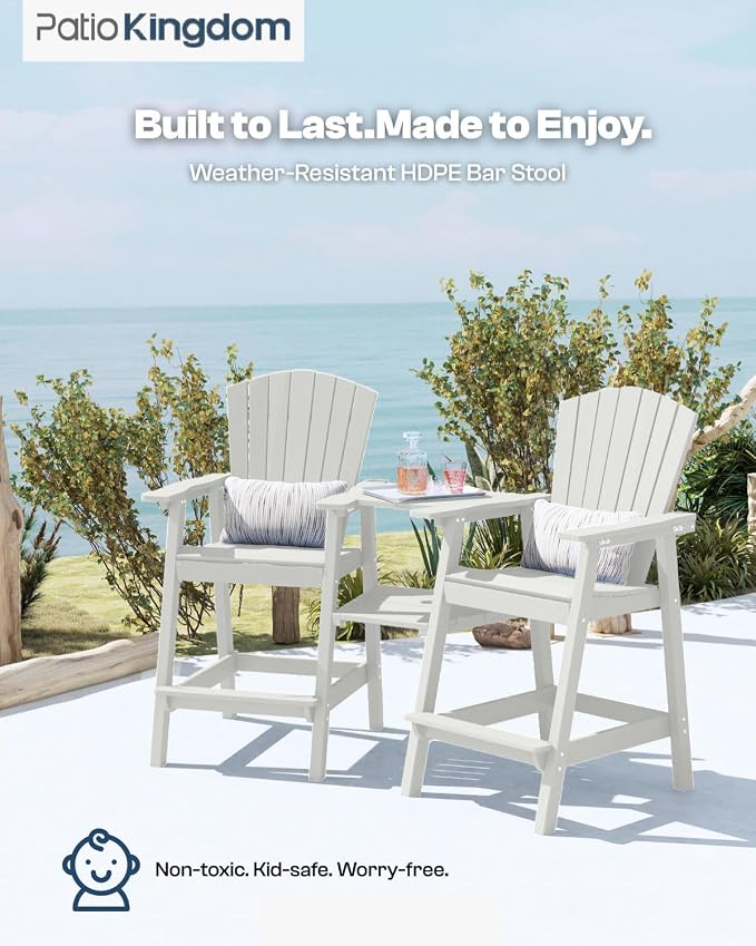 White HDPE Tall Adirondack Chair Set of 2 - Image 4