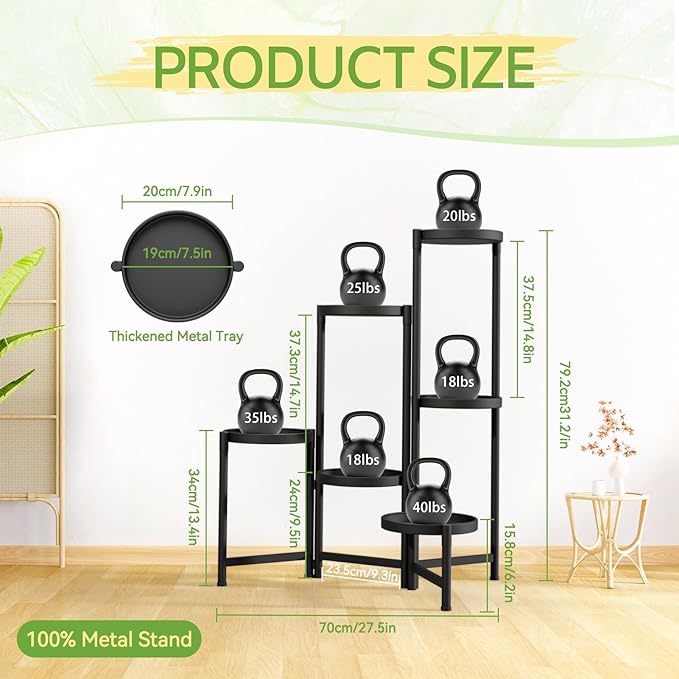 iDavosic.ly Plant Stand Indoor Outdoor, 6 Tier Corner Metal Flower Display - Image 3