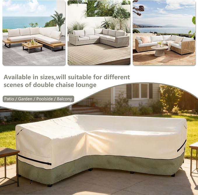 okcool Outdoor Sectional Sofa Cover Waterproof-L-Shaped Patio Furniture Covers - Image 3