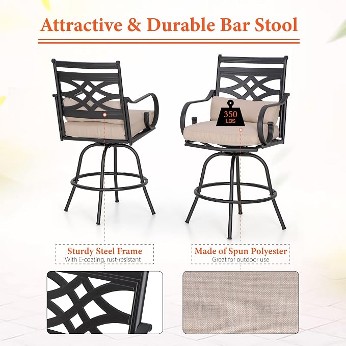 Sophia & William 5 Piece Patio Bar Set, Patio High Dining Set - Image 4