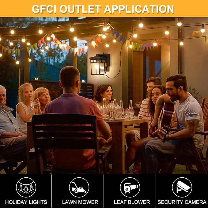 Porch Light with GFCI Outlet Built in, Dusk to Dawn Outdoor Lighting with Outlet - Image 6