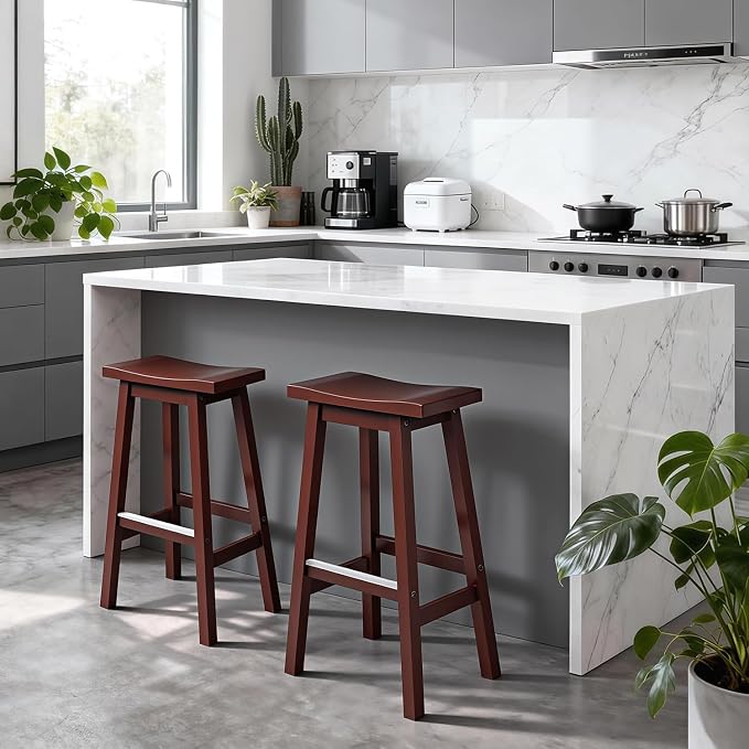 PayLessHere Bar Stools Set of 2, Saddle Stools 30 Inch Heigh, Bar Chairs Seat - Image 8
