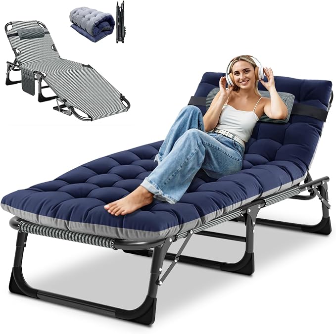 DoCred Heavy Duty Chaise Lounge Chair, Adjustable 5-Position Folding Chaise by DoCred