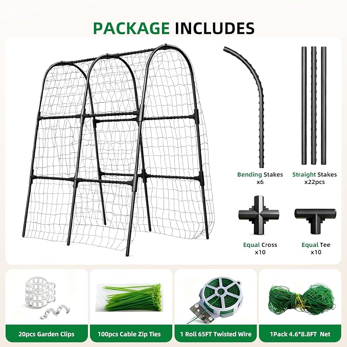 Cucumber Trellis for Raised Bed, U-Shape Garden Arch Metal Support for Climbing - Image 6