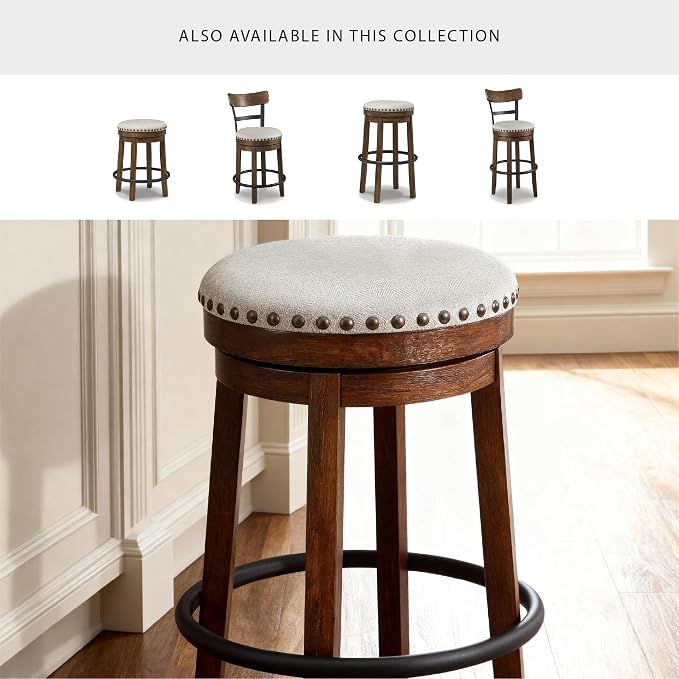 Signature Design by Ashley Valebeck Upholstered Swivel Stool, Cushioned Seat - Image 5