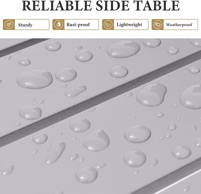 Crestlive Products Aluminum Outdoor Side Table, Pool Lounge Chair Side Table - Image 5
