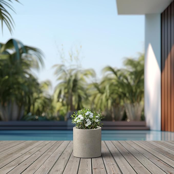 Kante 9.8" Dia Round Concrete Planter, Modern Style Large Cylindrical Plant Pot - Image 6