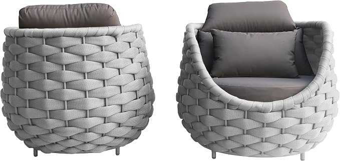 TWT 4 Pieces Patio Sofas All-Weather Teslin Rope Balcony Furniture - Image 2