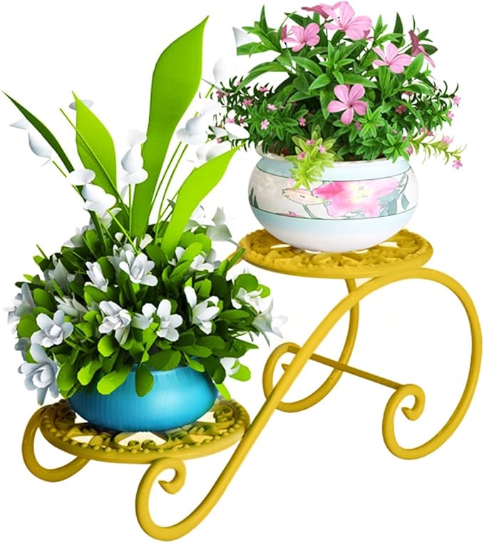 2 Tier Golden Plant Stand for Indoors, Beautiful Appearance And Cute Shape. by DDPow