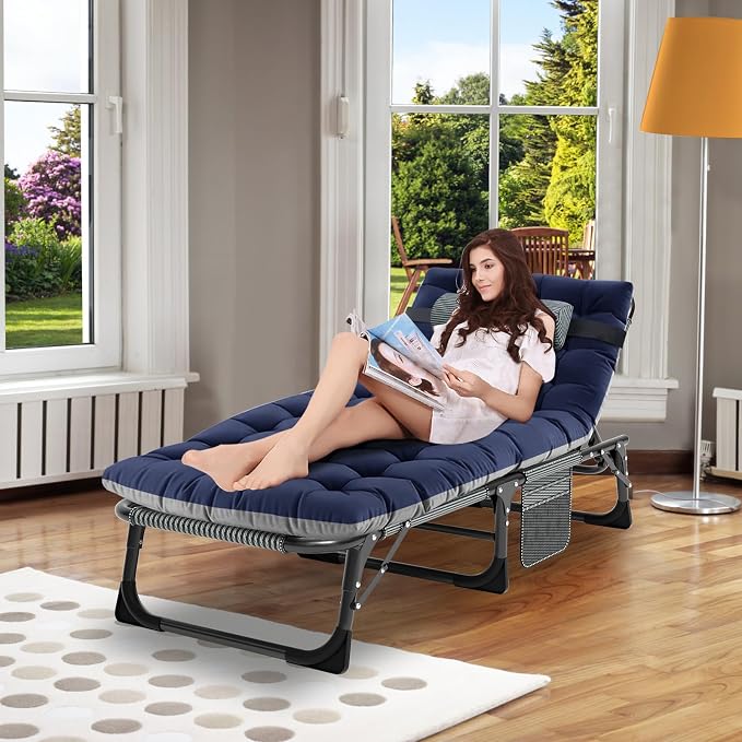 ABORON 2PK Heavy Duty Tanning Chair, 5-Gear Outdoor Folding Chaise Lounge Chair - Image 2