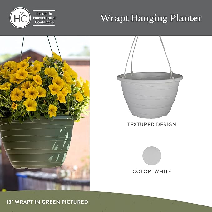 The HC Companies 13 Inch Wrapt Hanging Planters, Lightweight UV-Resistant - Image 2