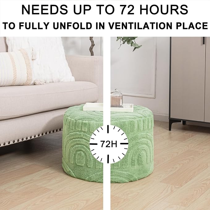 Asuprui Plush Fabric Ottoman Footrest – 20"x14" Soft Foam Pouf - Image 3