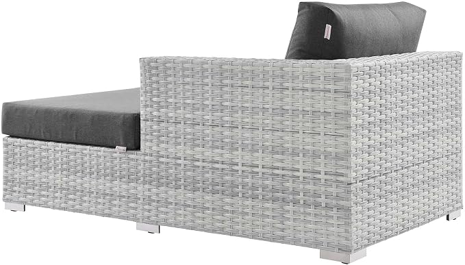 Modway Convene Wicker Rattan Outdoor Patio Right-Arm Chaise in Light Gray - Image 5