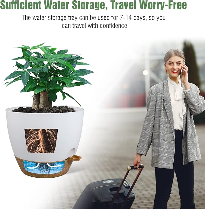 12 inch Large Self Watering Pots, Plastic Planters - Image 5