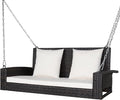 DORTALA Hanging Porch Swing, 2-Person Outdoor Wicker Swing Chair Bench by DORTALA