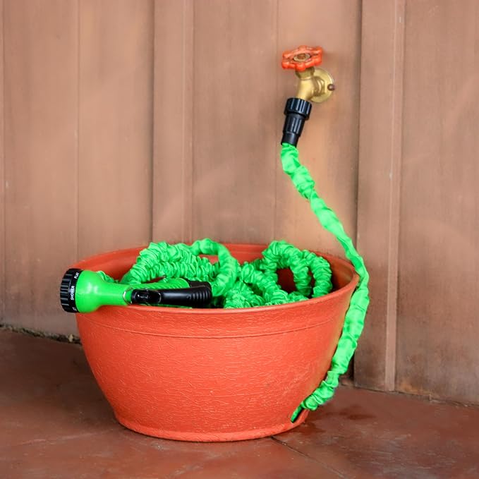 EMSCO Expandable Hose Hider – Expandable Hose Storage Pot – Rustic Terra Cotta - Image 4