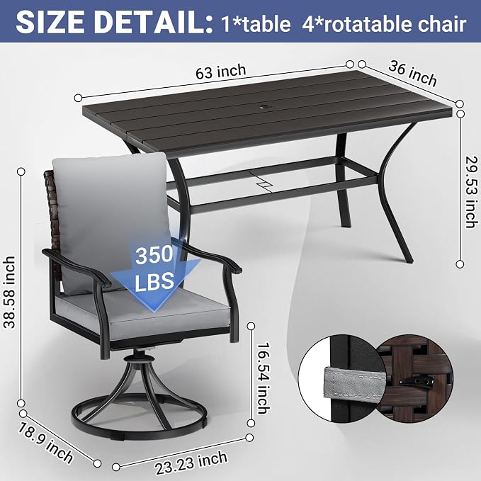 LEVELEVE 7 Piece Outdoor Patio Dining Set - Image 5