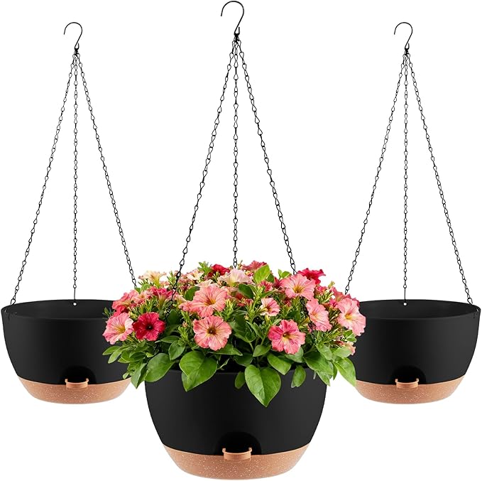 3-Piece Set of 10-Inch Hanging Planters by Unknown