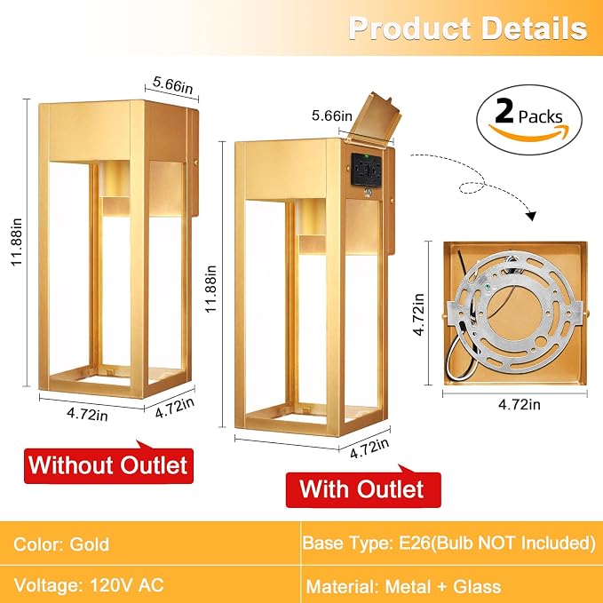 2 Pack Porch Lights Outdoor Wall Sconce, Outdoor Light - Image 5