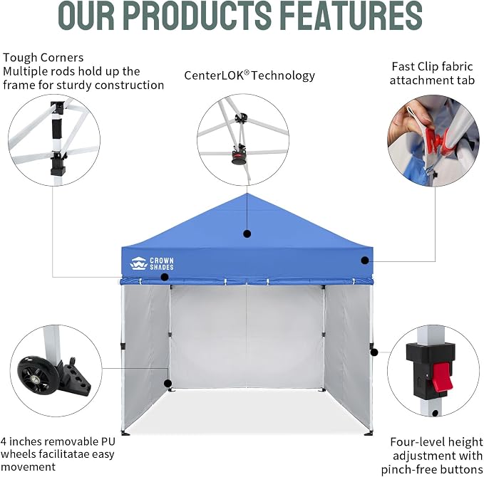 CROWN SHADES Pop Up Canopy Tent, 8x8 Commercial Canopy Tent - Image 3