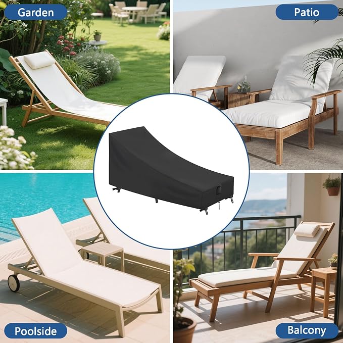 Outdoor Patio Chaise Lounge Covers, 2 Pack Waterproof Lounge Chair Covers - Image 7