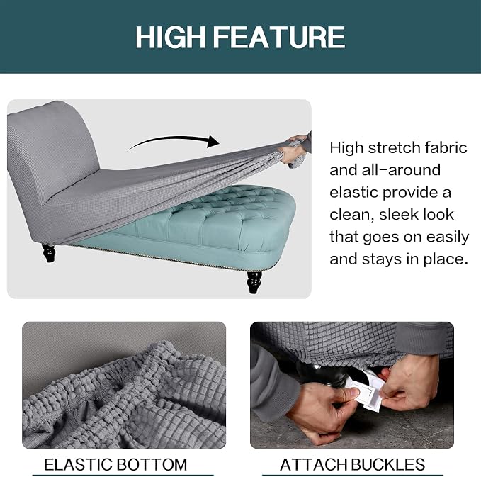 FantasDecor Chaise Lounge Cover Stretch Armless Chair Slipcover - Image 5