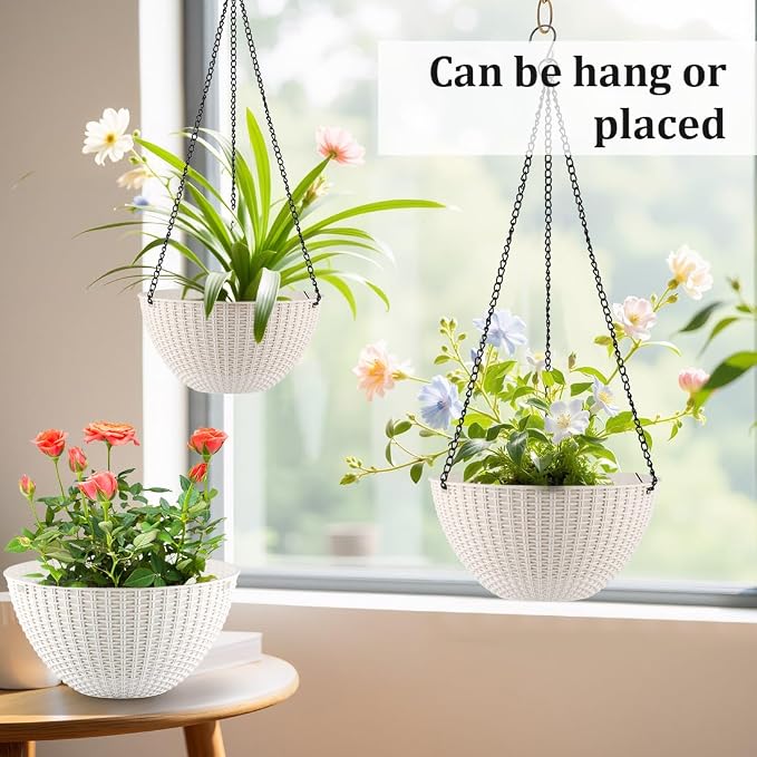 Hanging Planters for Indoor Outdoor Plants 8 and 10 Inch, 4 Packs Hanging - Image 6