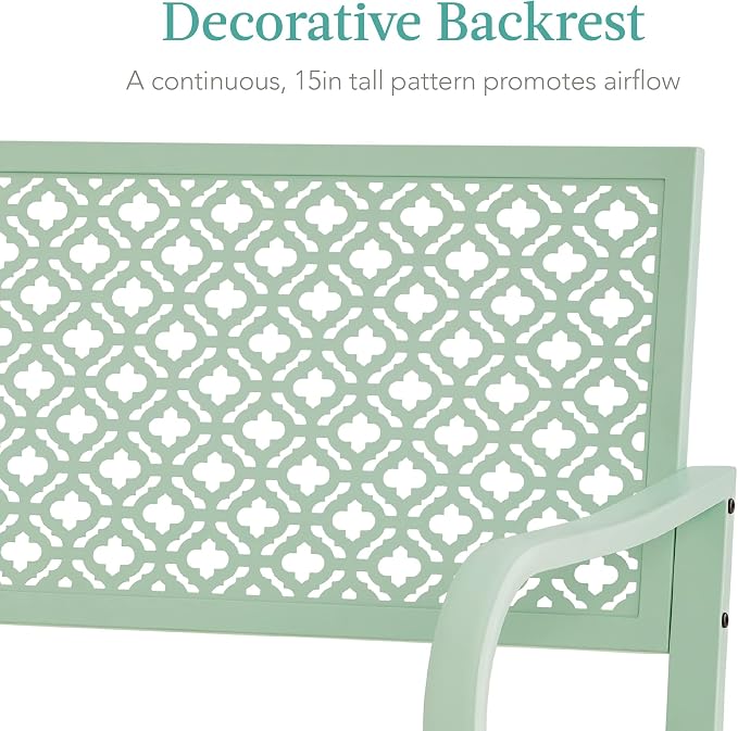 Best Choice Products Outdoor Bench 2-Person Metal Steel Benches Furniture - Image 5