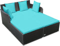 RELAX4LIFE Rattan Patio Outdoor Daybed, Wicker 2-Person Sunbed Loveseat by RELAX4LIFE
