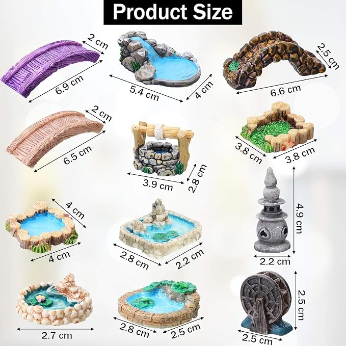 Purple Plank Bridge Miniature Fairy Garden Accessories, Miniature Pond Lawn - Image 4