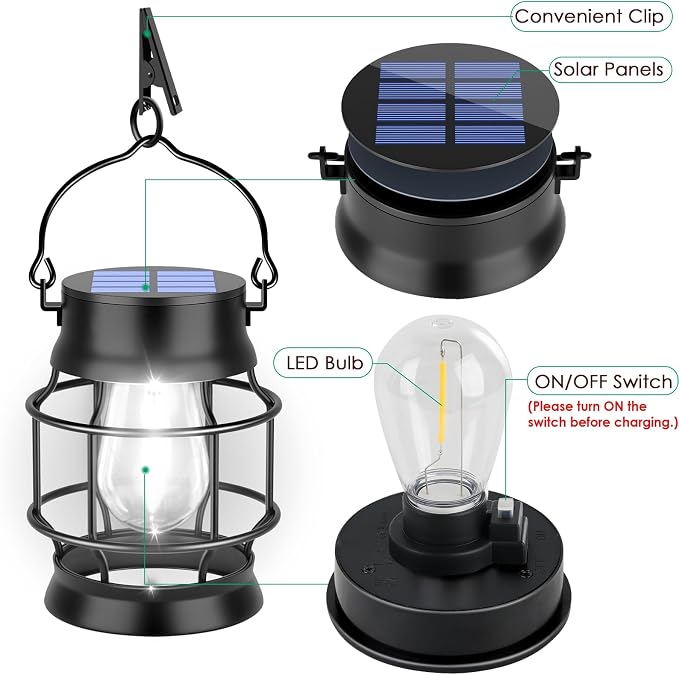 UBright 2 Pack Solar Lantern Lights Outdoor Waterproof Metal Hanging Solar - Image 3