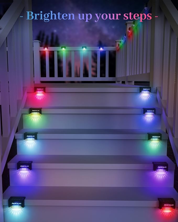 JACKYLED 16 Pack Deck Lights Solar Powered Color Changing, Outdoor Solar Fence - Image 4