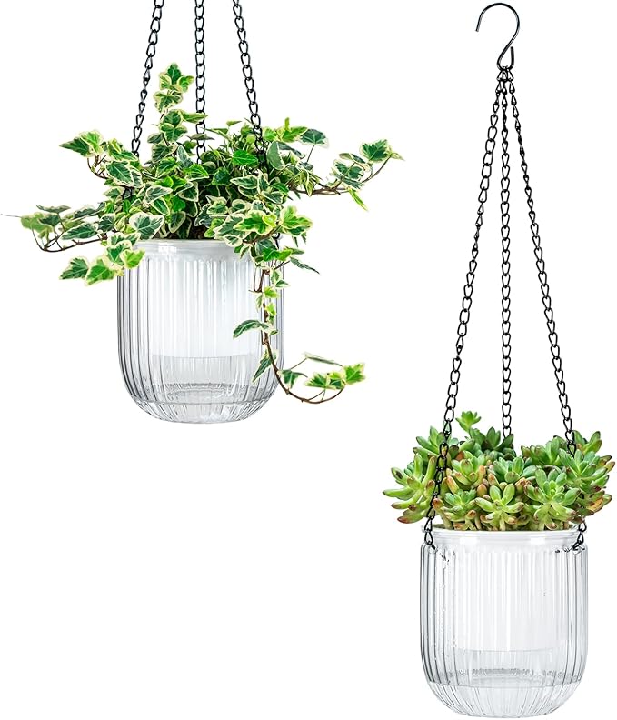 Josteve 4.5 Inch 2 Pcs Self Watering Hanging Planter Indoor Plant Pots Drainage by Josteve